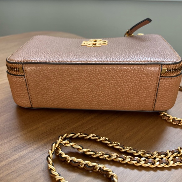 Tory Burch Britten Tan Leather Crossbody with Gold Accents - Picture 2 of 5